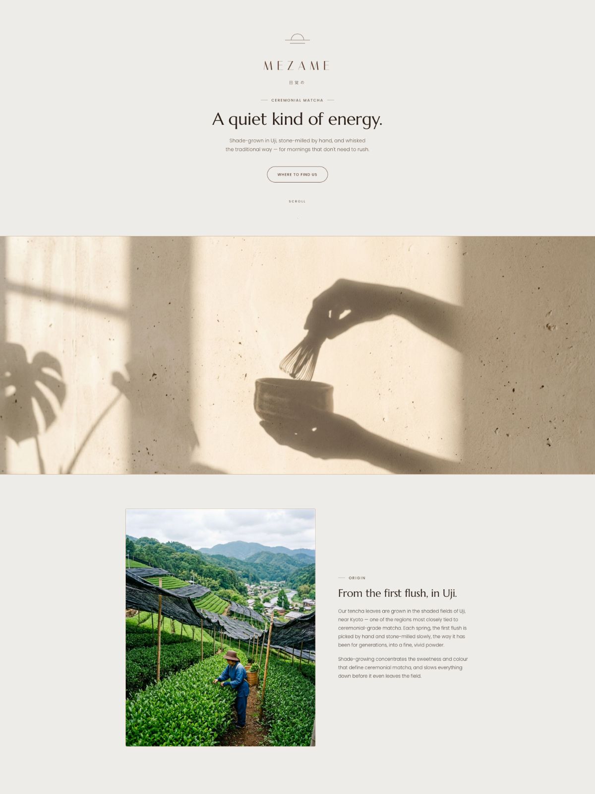 MEZAME editorial brand-story page