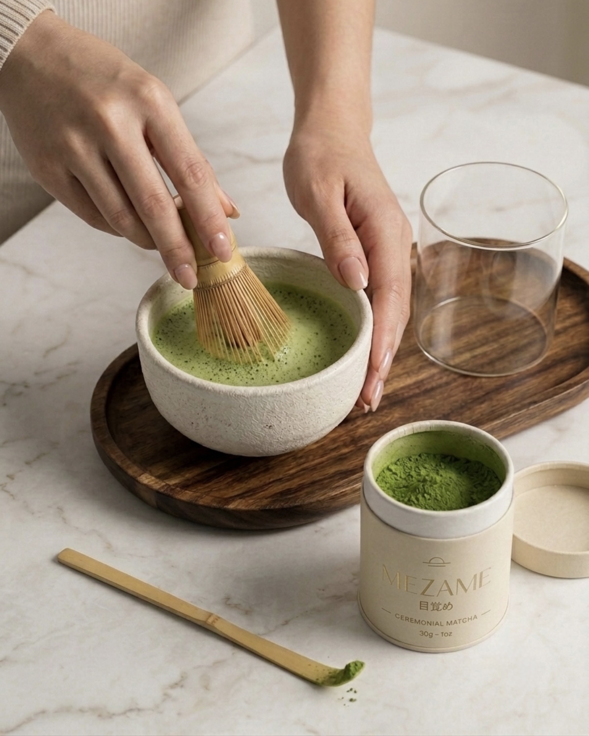 Whisking ritual, close detail
